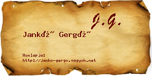 Jankó Gergő névjegykártya